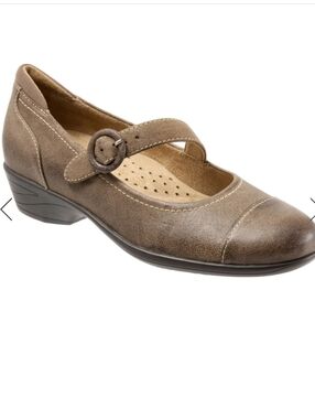 SoftWalk Womens Jupiter Brown Soft Leather Mary Jane Shoe S1755-312 Size 9.5